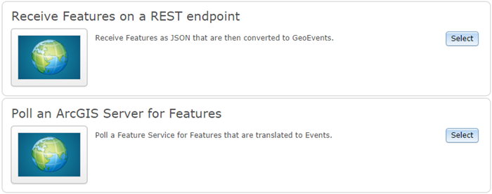 Example input connectors available with